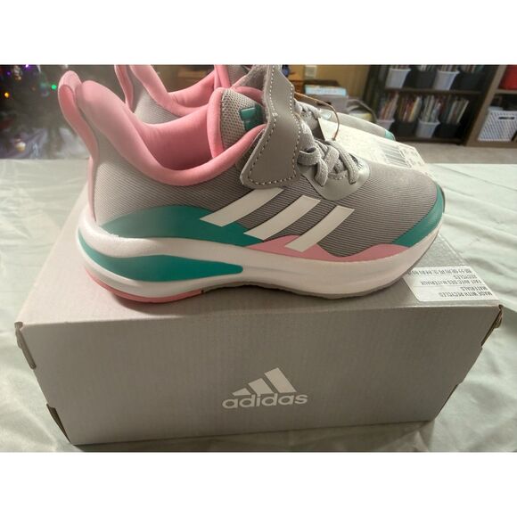 NIB! Adidas FortaRun EL K Toddler Shoes - Grey/Pink/Teal Size 11K - Picture 1 of 7